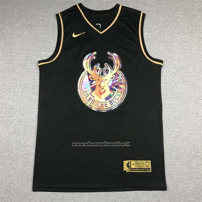 Maglia Golden Edition Milwaukee Bucks Giannis Antetokounmpo #34 2021-22 Nero